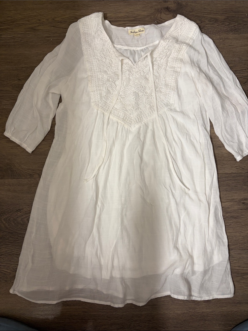 White Bohemian Embroidered Peasant Dress